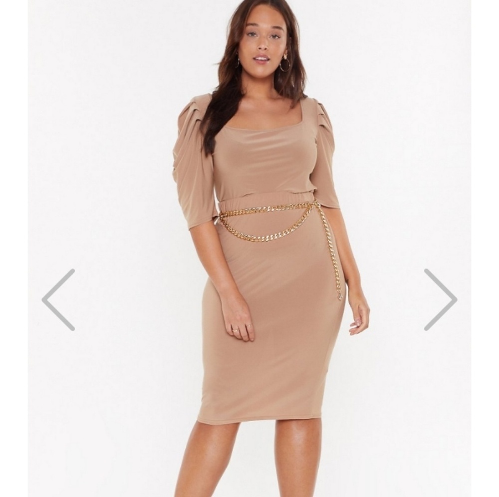 Nasty Gal TrendyPuffed Sleeve Top & Midi Skirt Set